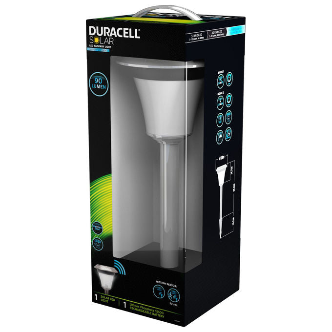 Duracell Lampada Led da Esterni con Picchetto in Vetro e Acciaio con Sensore di Movimento