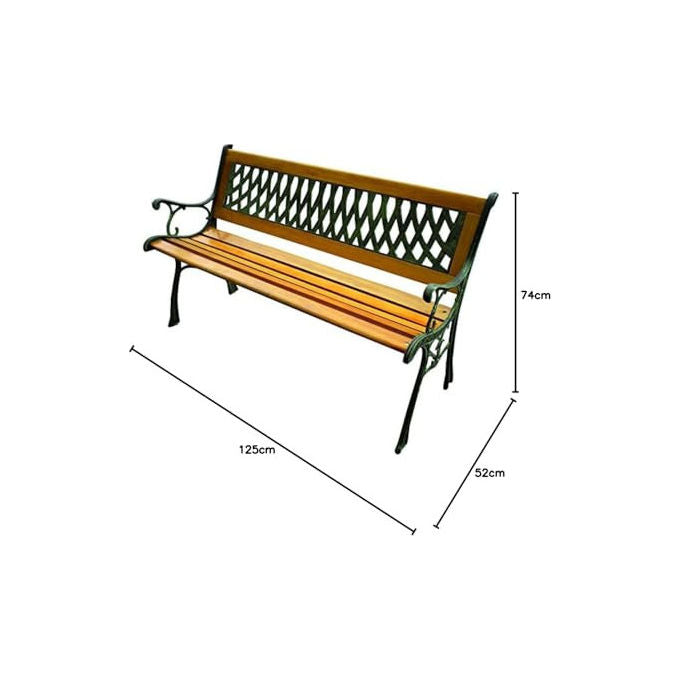 BLINKY Panchina da Giardino in Ghisa e Legno 125x74 cm Marrone Regina 9694110