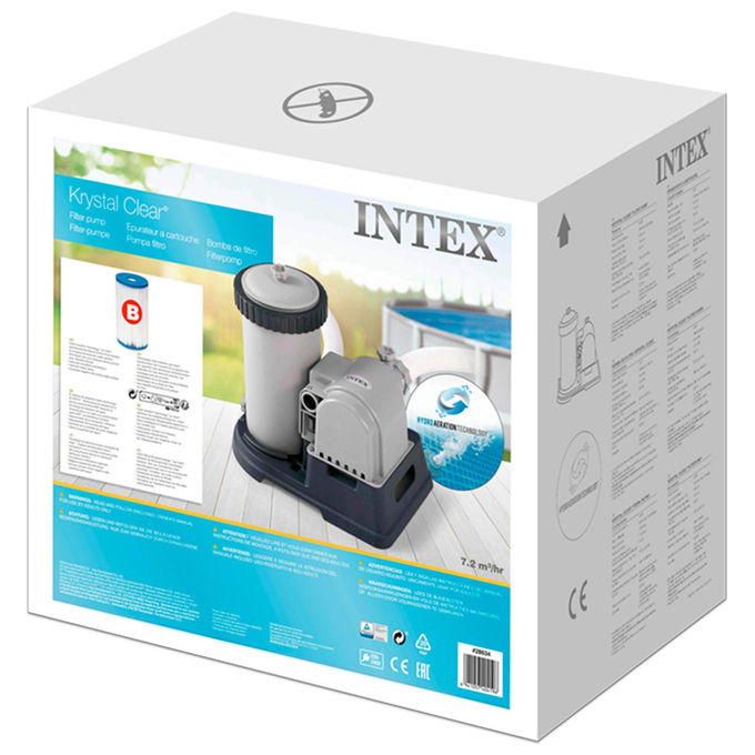 Intex 28634 Pompa Filtro a Cartuccia Krystal Clear Flusso d'Acqua 9463 L-h Flusso di Sistema 7192 L-h Plastica Grigio Flusso Acqua 9463 L-h