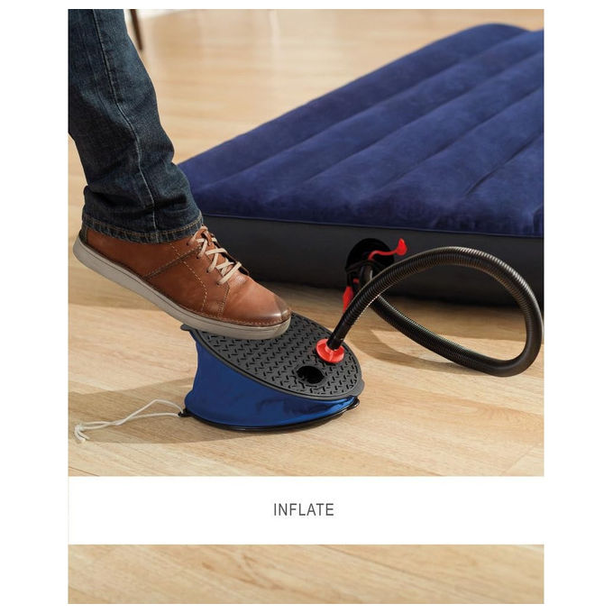 Intex Pompa a Piede 69611 Blu-Nero-Rosso con 3 Adattatori per Gonfiaggio e Sgonfiaggio