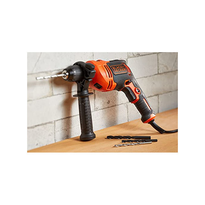 Black+Decker Trapano Percussione 2 Velocita' Meccaniche 710W Mandrino Autoserrante con Valigetta e Accessori