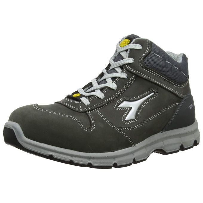 Diadora Run Mid S3 Scarpe da Lavoro Unisex Grigio Castello Puntale Acciaio Idrorepellenti