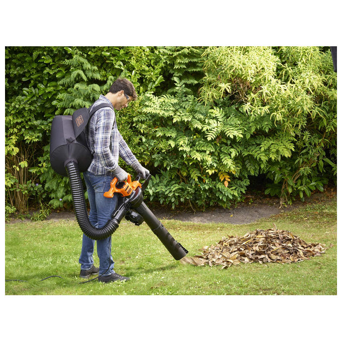 Black+Decker Aspiratore e Soffiatore Elettrico 3 in 1 2600W Beblv260-Qs per Macchine da Giardino e Soffiatori