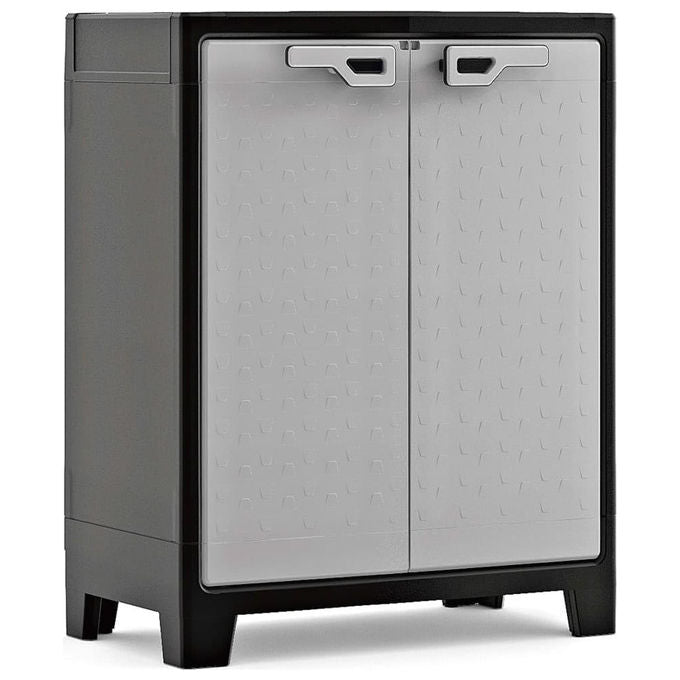 Keter Armadio Titan Basso 80x44x100 Cm Portata 90 Kg Resistente a Vento con Cerniere in Metallo e Ripiani da 30 Kg