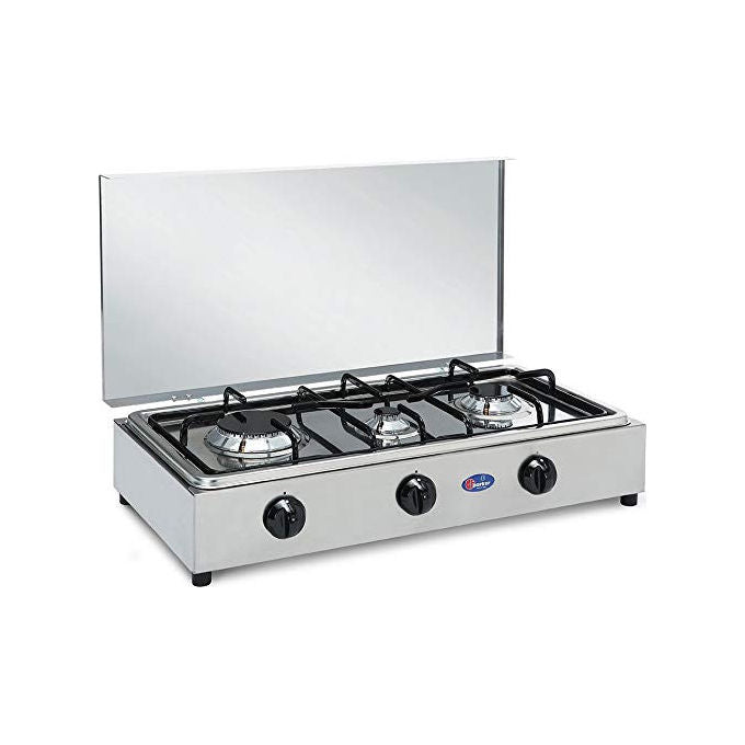 PARKER Fornello a Gas 3 Fuochi in Acciaio Inox con Piano Estraibile