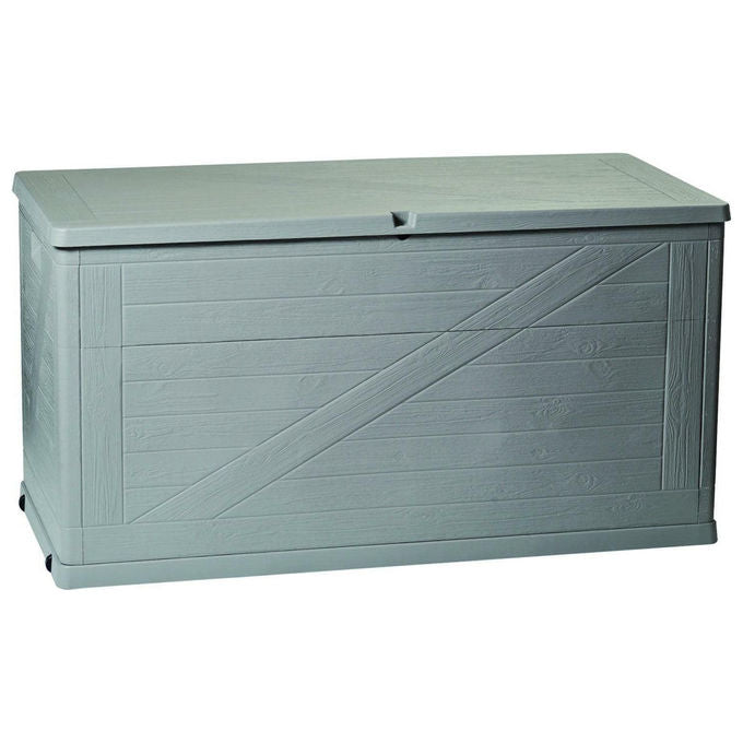Toomax Z163R025 Wood Line Baule da Giardino 420 L effetto legno lucchettabile colore Grigio Tortora