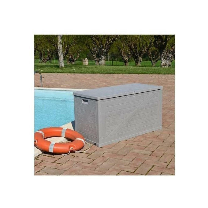 Toomax Z163R025 Wood Line Baule da Giardino 420 L effetto legno lucchettabile colore Grigio Tortora
