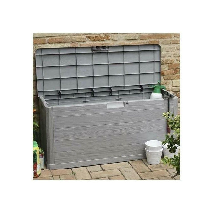 Toomax Z163R025 Wood Line Baule da Giardino 420 L effetto legno lucchettabile colore Grigio Tortora