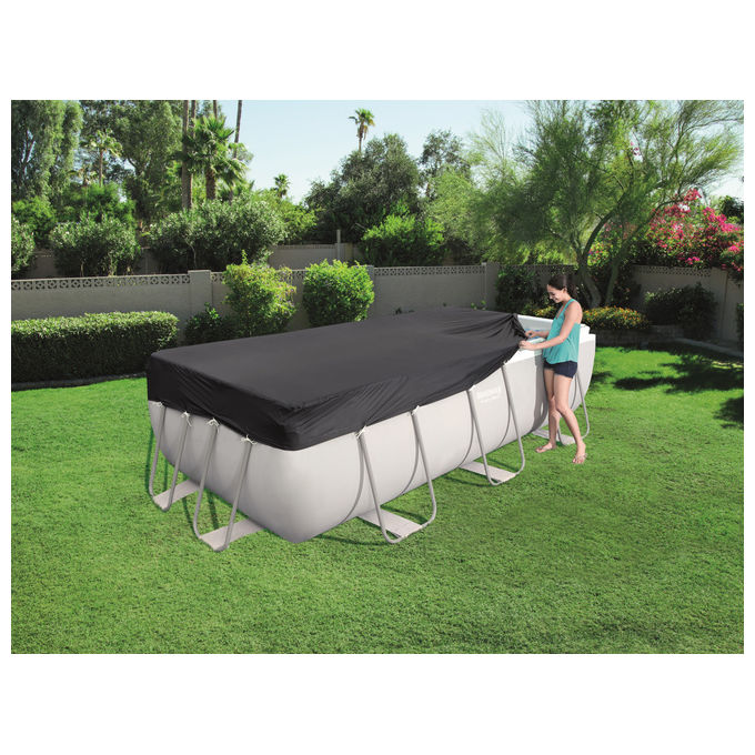 Bestway 58232 Telo Copripiscina Power Steel Rettangolare 396x185 cm Piscine 404x201 412x201 cm colore Nero