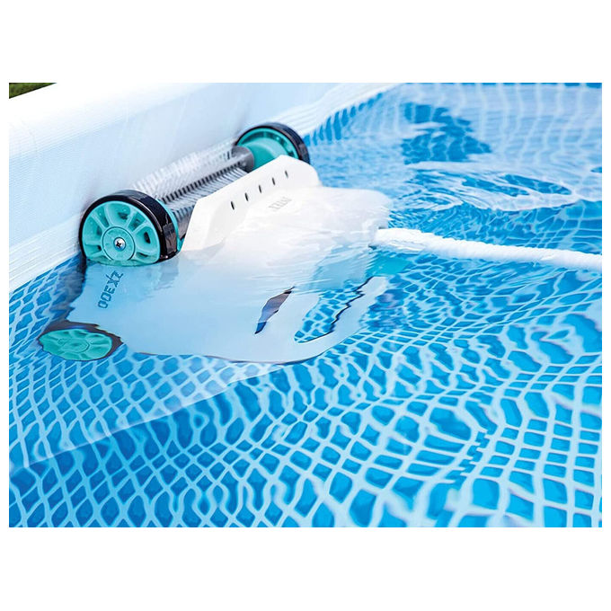 Intex 28005 ZX300 Deluxe Pulitore Automatico Piscina Fondo e Pareti Doppie Spazzole Rotanti Tubo 6.5 m Filtro 0.15 mm Capacita' 1.8 L colore Nero