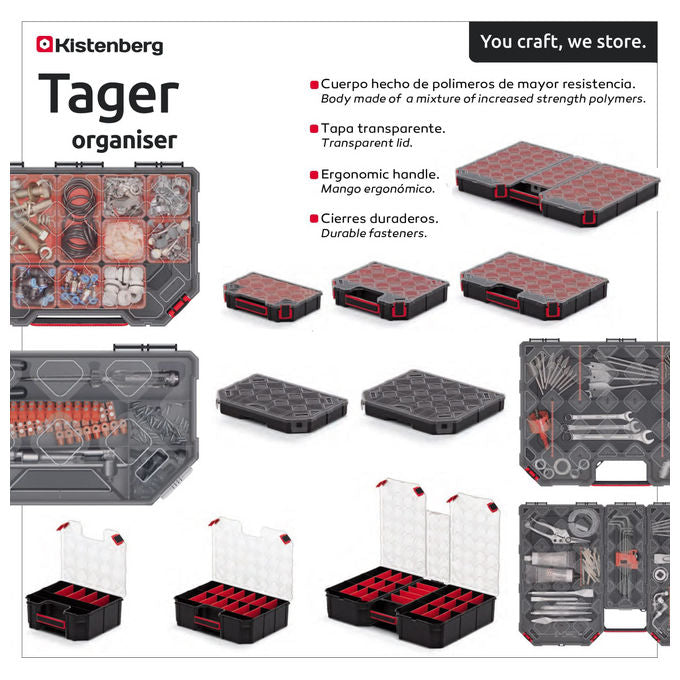 Kistenberg KTG604010S Tager Valigetta Portaminuteria 22 Scomparti Copertura Trasparente 57x39x10 cm