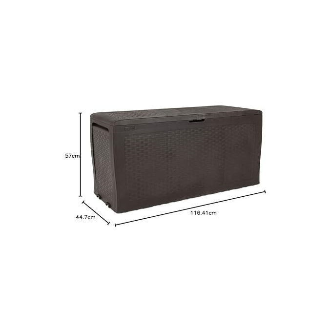 Keter Baule Samoa Cassapanca in Resina Marrone con Capacita' di 270 Litri Dimensioni 116x44 7x57 cm con Ruote e Vano Contenitore