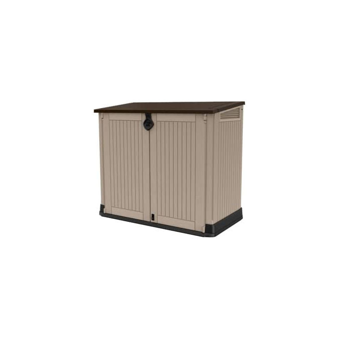 Keter 17210426 Store-It-Out MIDI Box Portattrezzi da Giardino 880 L Doppia Anta Pavimento Incluso Lucchettabile colore Beige