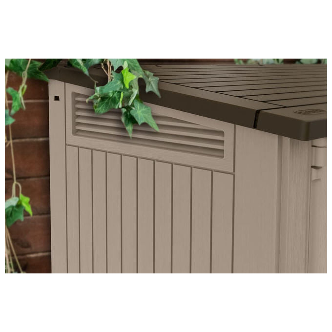 Keter 17210426 Store-It-Out MIDI Box Portattrezzi da Giardino 880 L Doppia Anta Pavimento Incluso Lucchettabile colore Beige