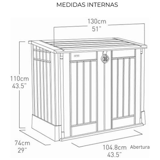 Keter 17210426 Store-It-Out MIDI Box Portattrezzi da Giardino 880 L Doppia Anta Pavimento Incluso Lucchettabile colore Beige