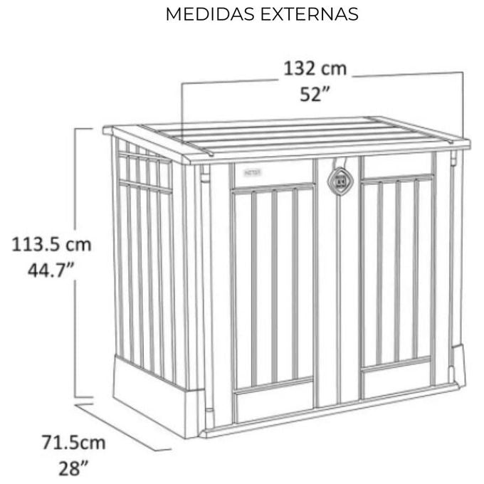 Keter 17210426 Store-It-Out MIDI Box Portattrezzi da Giardino 880 L Doppia Anta Pavimento Incluso Lucchettabile colore Beige