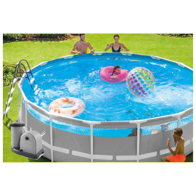 Intex Piscina Fuori Terra Rotonda Prisma Frame 488x122 cm Grigio con Pompa Filtro
