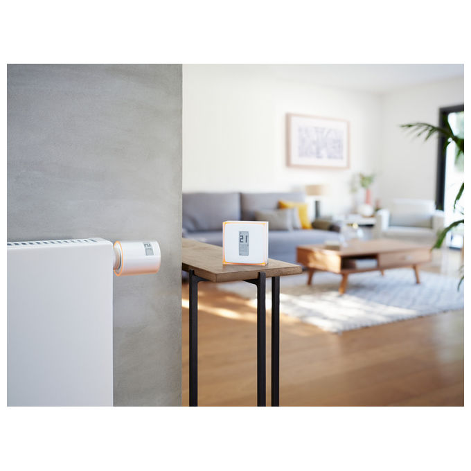 Netatmo NBU-NTH-NAV Kit Termostato Intelligente 3 Valvole Termostatiche Wi-Fi RF Alexa Google HomeKit colore Bianco