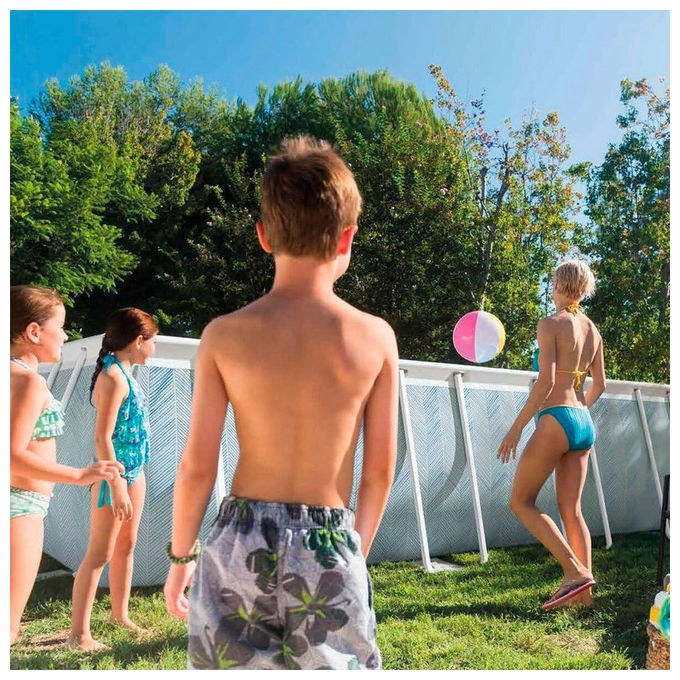Intex 26780NP Prisma Frame Chevron Piscina Fuori Terra Rettangolare 400x200x100 cm 6836 L Pompa Filtro 2006 L-h Scaletta colore Blu