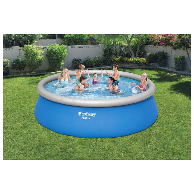 Bestway Piscina Fast Set Tonda Gonfiabile con Filtro Inclusa 457X122 cm Capacita' 13807 Litri Installazione Veloce E Materiale Resistente