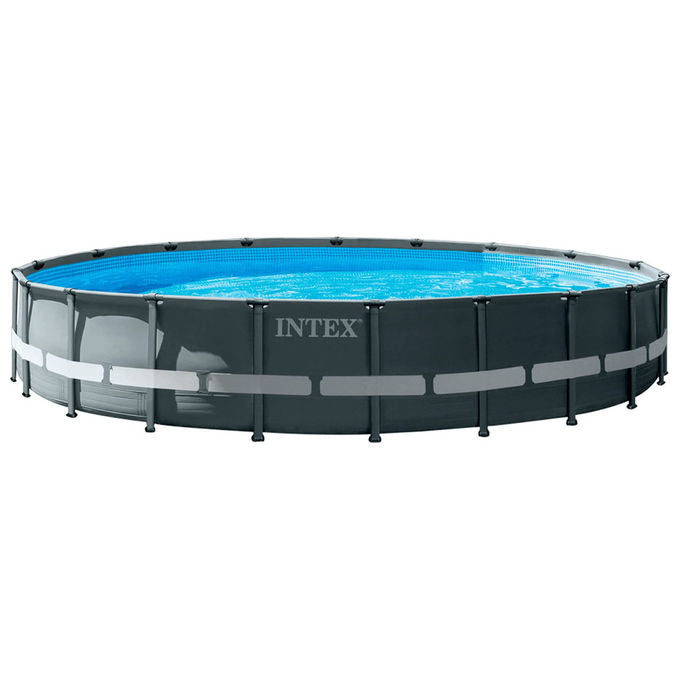 Intex 26334NP Piscina Fuori Terra Ultra XTR Frame Rotonda Pompa Filtro 7900 L-h Scaletta Telo Base e Copertura 30079 L Acciaio e PVC Grigio 610x122 cm 610x122cm Rotonda Accessori