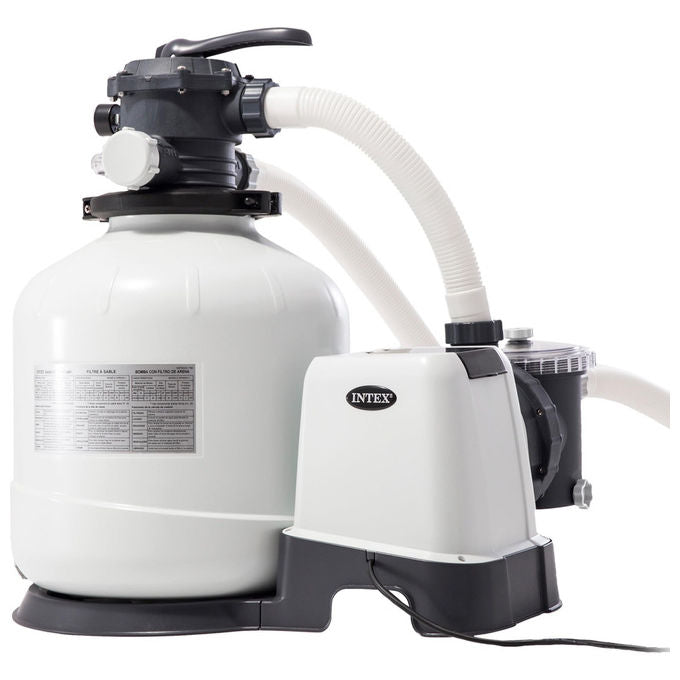 Intex Pompa a Sabbia 10000 L-H Flusso Acqua da 10.500 L-H, Flusso Sistema Da 8.000 L-H Bianco