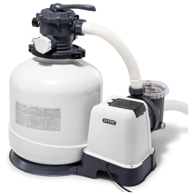 Intex Pompa a Sabbia 10000 L-H Flusso Acqua da 10.500 L-H, Flusso Sistema Da 8.000 L-H Bianco