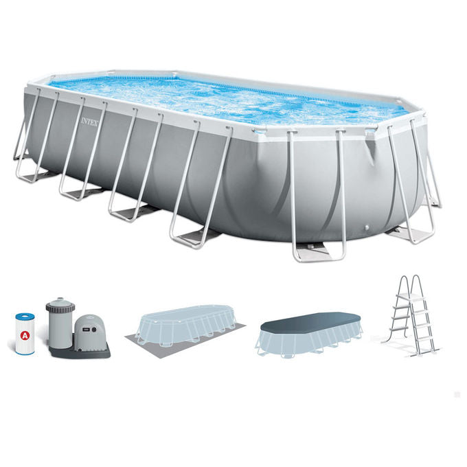 Intex Piscina 26798 Prisma Metal Frame Ovale con Filtro A3, dimensioni 610x305x122 cm