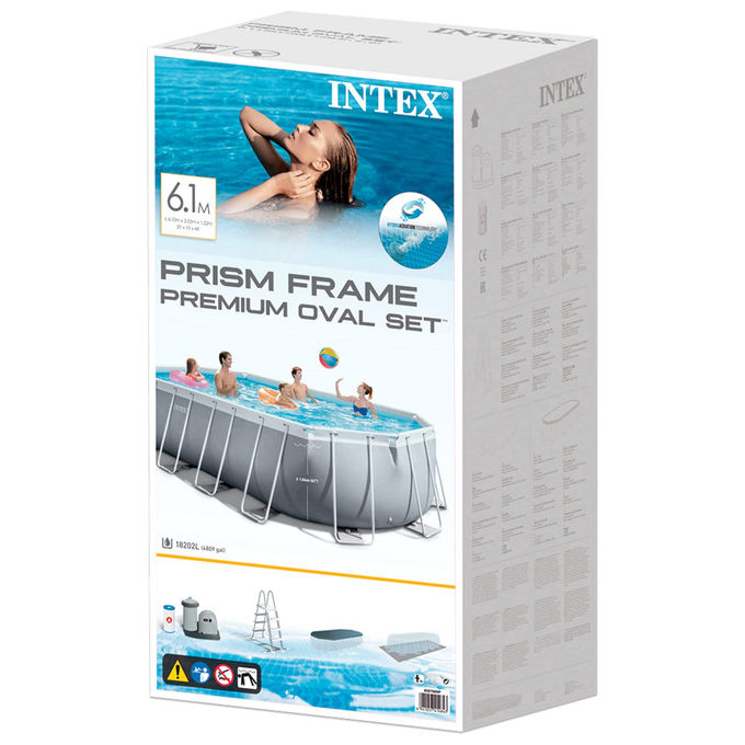 Intex Piscina 26798 Prisma Metal Frame Ovale con Filtro A3, dimensioni 610x305x122 cm