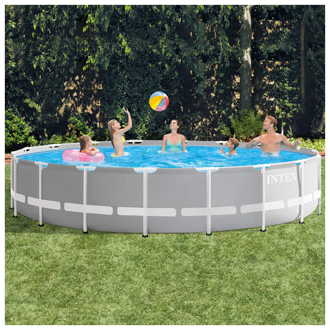 Intex Piscina Fuori Terra Rotonda Prisma Frame 549x122 cm Grigio con Accessori