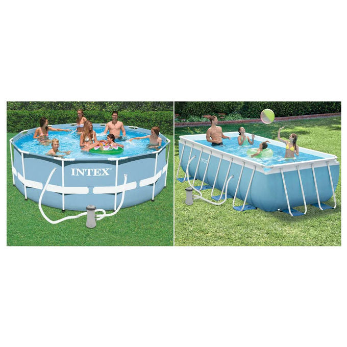 Intex Piscina Fuori Terra Rotonda Prisma Frame 549x122 cm Grigio con Accessori