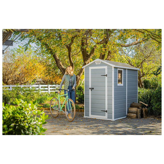 Keter Casetta da Giardino Manor 4X6 in Resina 130x192x198h Grigio