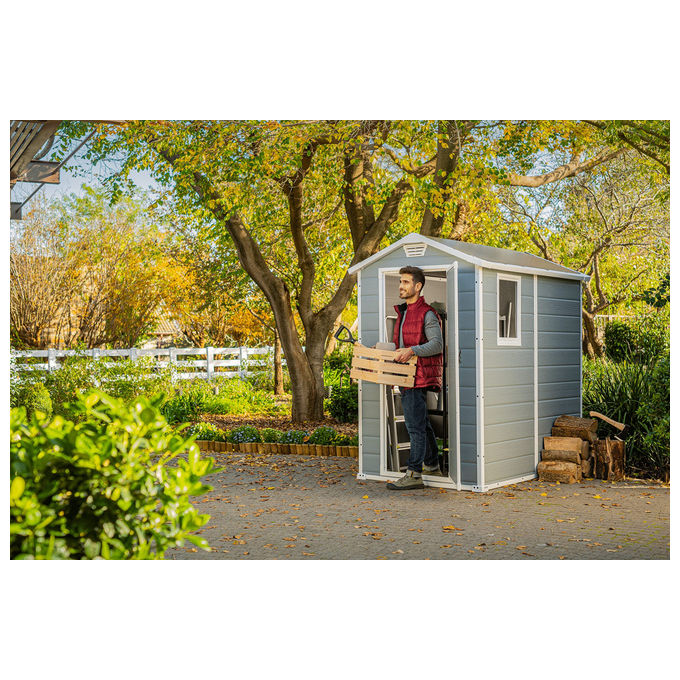 Keter Casetta da Giardino Manor 4X6 in Resina 130x192x198h Grigio