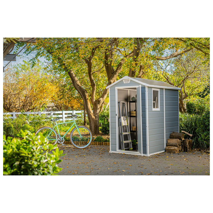 Keter Casetta da Giardino Manor 4X6 in Resina 130x192x198h Grigio