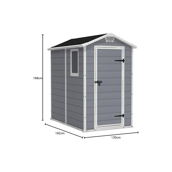 Keter Casetta da Giardino Manor 4X6 in Resina 130x192x198h Grigio