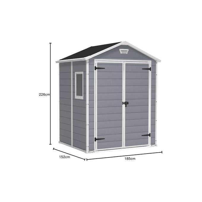 Keter Casetta da Giardino Manor 6X5 in Resina 185x152x226h Grigio