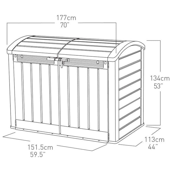 Keter 17199414 Store-It-Out Ultra Box Portattrezzi in Resina 2000L Pavimento Incluso Chiusura Lucchettabile colore Beige e Marrone