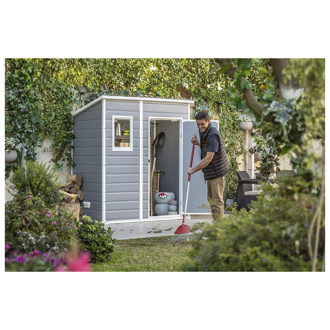 Keter Casetta da Giardino Manor Pent 6X4 in Resina 183,5x111x200,5h Grigio