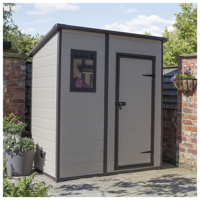 Keter Casetta da Giardino Manor Pent 6X4 in Resina 183,5x111x200,5h Beige