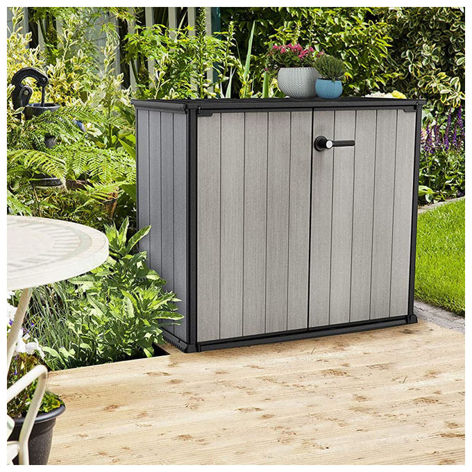 Keter Box Armadio Portattrezzi da esterno Patio Store in Resina 139,5x77x120h 1000 Lt Grigio