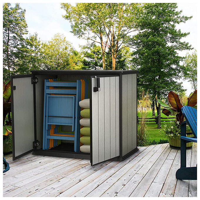 Keter Box Armadio Portattrezzi da esterno Patio Store in Resina 139,5x77x120h 1000 Lt Grigio