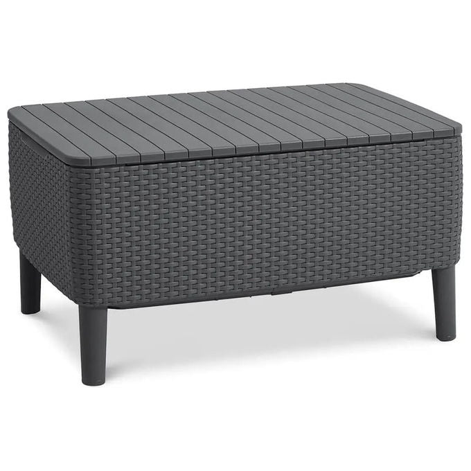 Keter 253220 Salemo Salottino da Esterno 4 Posti Divano 2 Poltrone Tavolino Polipropilene Effetto Rattan colore Grafite