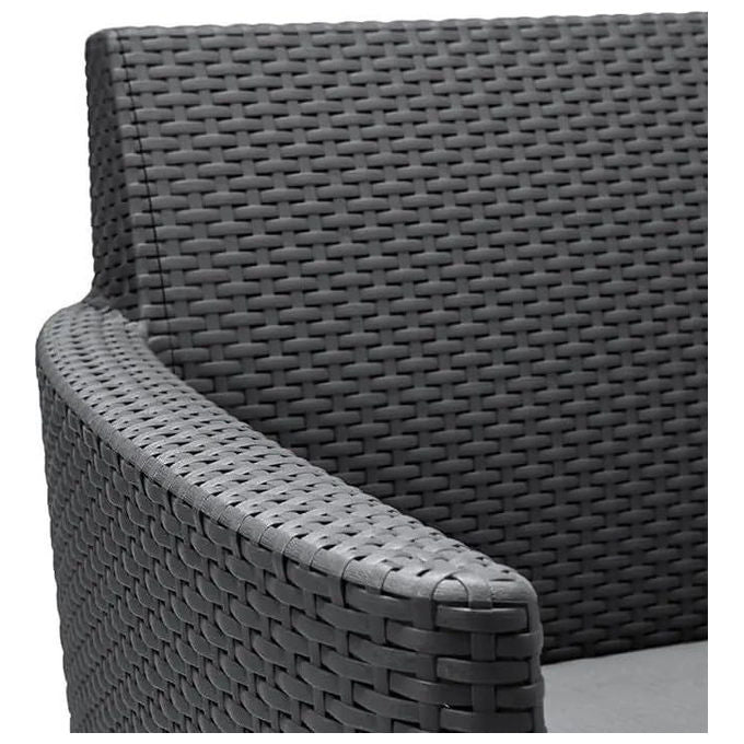 Keter 253220 Salemo Salottino da Esterno 4 Posti Divano 2 Poltrone Tavolino Polipropilene Effetto Rattan colore Grafite