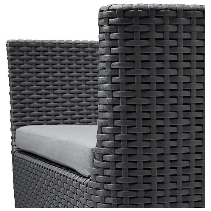Keter 253220 Salemo Salottino da Esterno 4 Posti Divano 2 Poltrone Tavolino Polipropilene Effetto Rattan colore Grafite