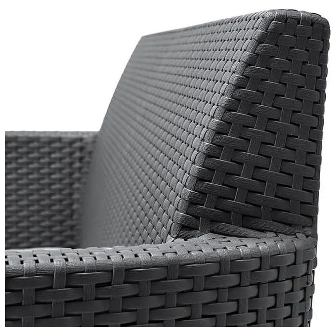 Keter 253220 Salemo Salottino da Esterno 4 Posti Divano 2 Poltrone Tavolino Polipropilene Effetto Rattan colore Grafite