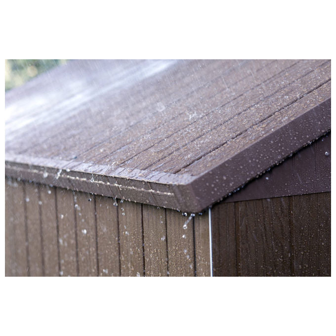 Keter K255778 Darwin Casetta da Giardino Effetto Legno con Finestre Frontali e Pavimento Incluso colore Marrone