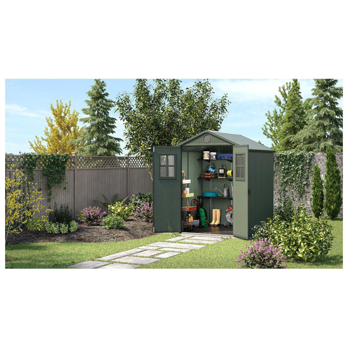 Keter Casetta da Giardino Darwin 6x6 190x183x221H cm Verde Salvia Ventilata
