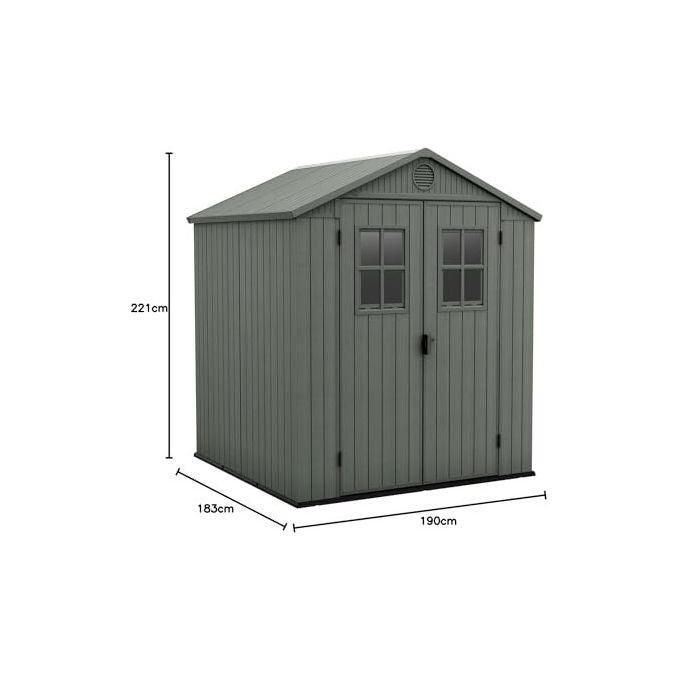 Keter Casetta da Giardino Darwin 6x6 190x183x221H cm Verde Salvia Ventilata