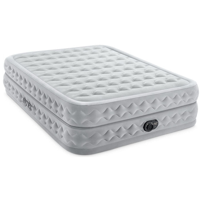 Intex 64490ND Dura-Beam Supreme Air-Flow Materasso Gonfiabile Matrimoniale Fiber-Tech Pompa Elettrica Integrata 152x203x51 cm 272 Kg colore Bianco