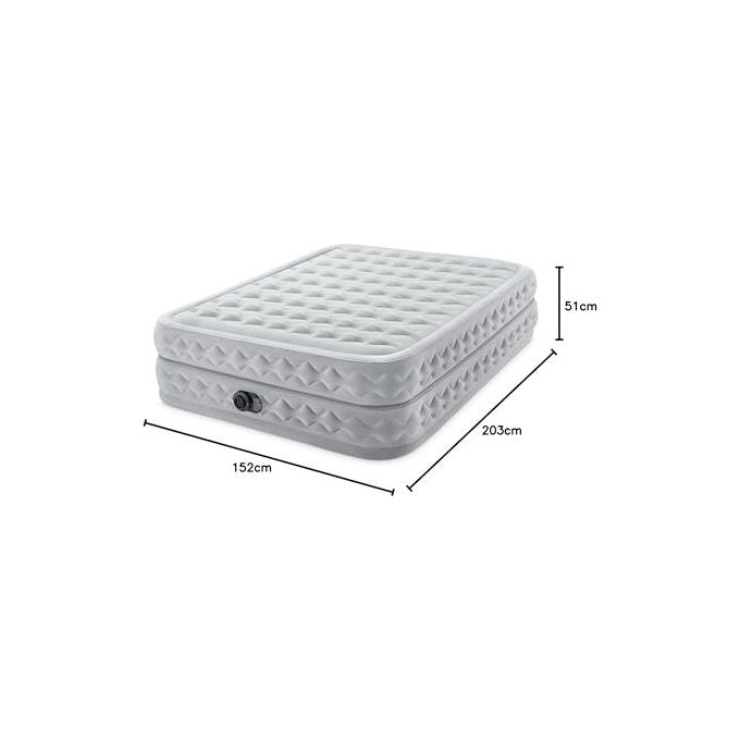 Intex 64490ND Dura-Beam Supreme Air-Flow Materasso Gonfiabile Matrimoniale Fiber-Tech Pompa Elettrica Integrata 152x203x51 cm 272 Kg colore Bianco